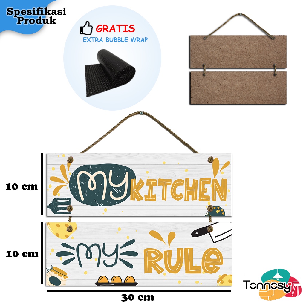 TENNESY HIASAN DINDING KITCHEN DAPUR SUSUN 2 PANEL 30x10cm PAJANGAN KAYU POSTER DEKORASI DINDING DAPUR INTERIOR RUMAH