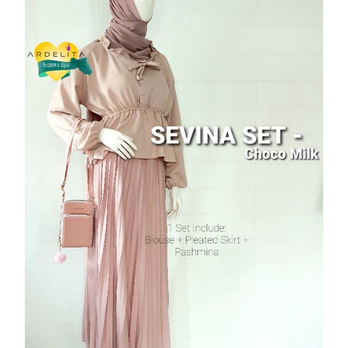 SEVINA SET PAKET OOTD LENGKAP HEMAT BERKUALITAS/BAJU SELEGRAM/SETELAN WANITA HIJAB/BAJU MODEL BARU