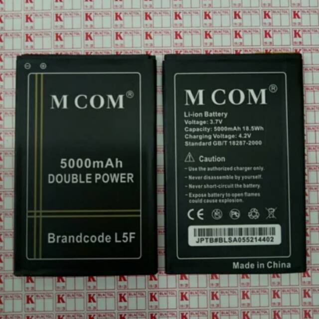 BATERAI BATRE BRANDCODE L5F MCOM DOUBLE POWER