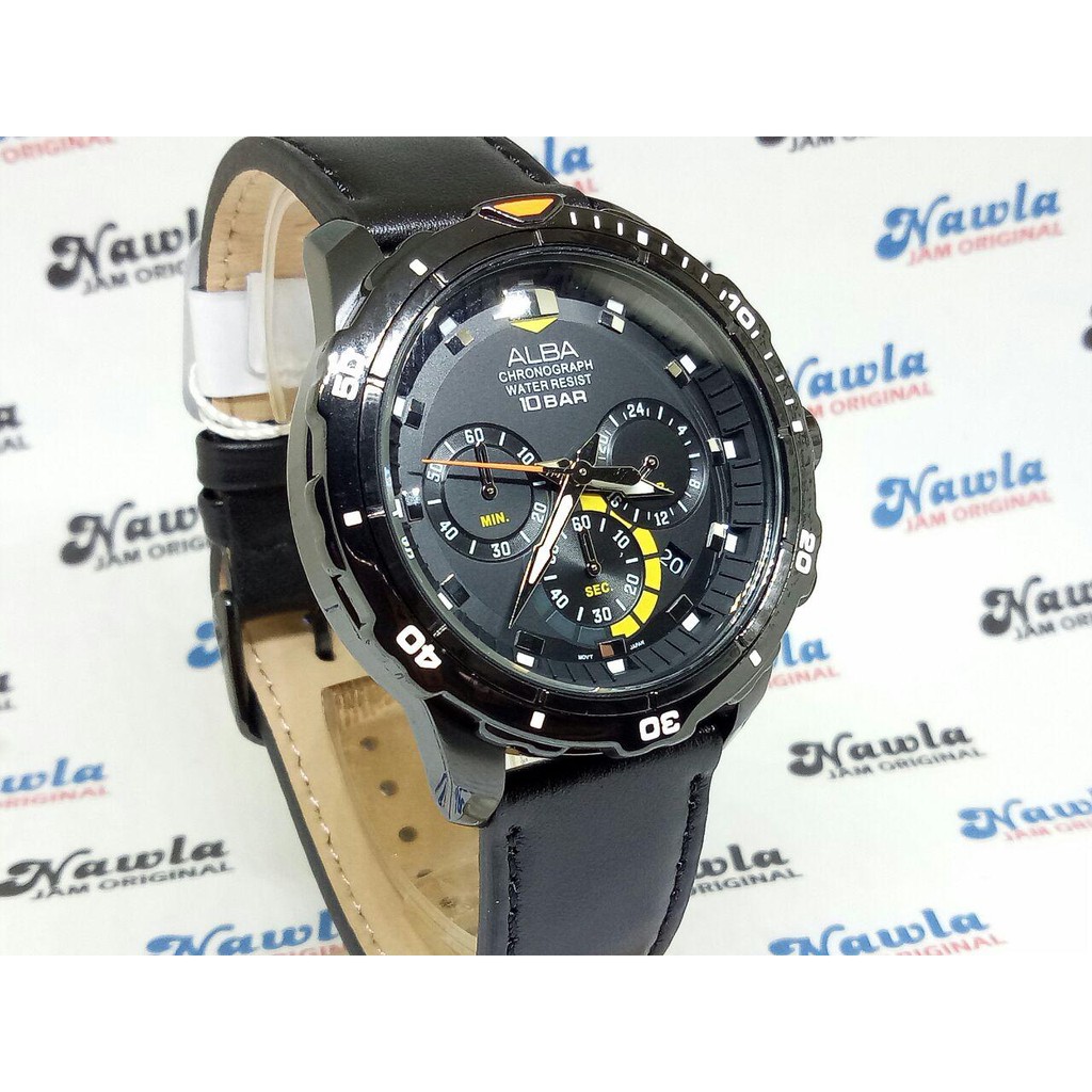 Alba Quartz AT3C93X1 Chronograph Black Dial - Jam Tangan Pria AT3C93