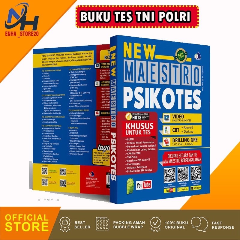 Buku Tes Ujian Masuk Lolos IPDN TNI POLRI STPDN New Maestro Psikotes Terbaru Murah Ori Best Seller