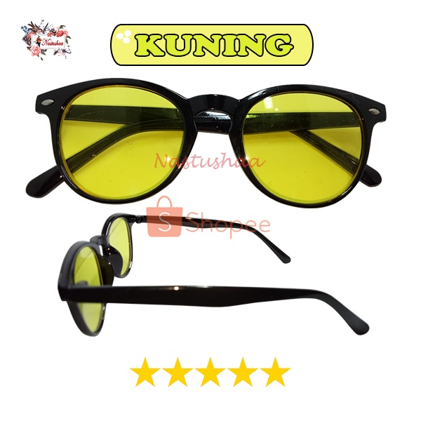 Kacamata Hitam Wanita Pria Bingkai Oval Lensa Warna Korea Style Kaca Mata Vincent Fashion Sunglasses Import Unisex FREECASE