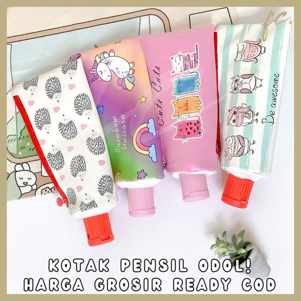 

Tempat / Kotak Pensil Alat Tulis + Rautan Odol Pasta Unicorn Owl Kitty Landak Kucing Grosir COD