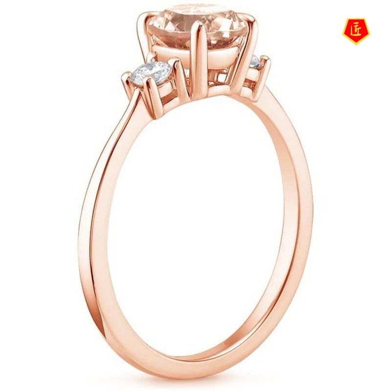 [Ready Stock]Classic Rose Gold Inlaid Morganite Champagne Ring for Women