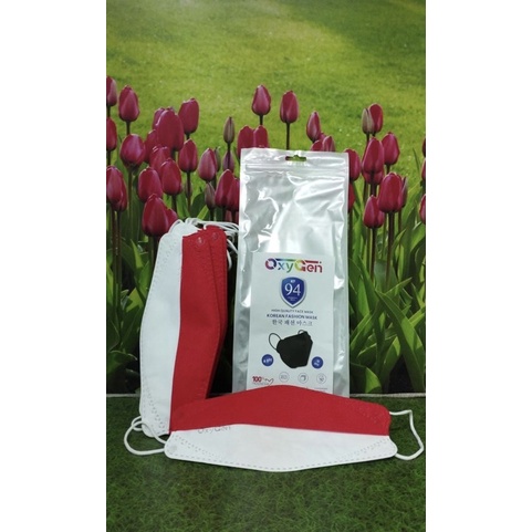 Masker merah putih kf94 oxygen 4 ply