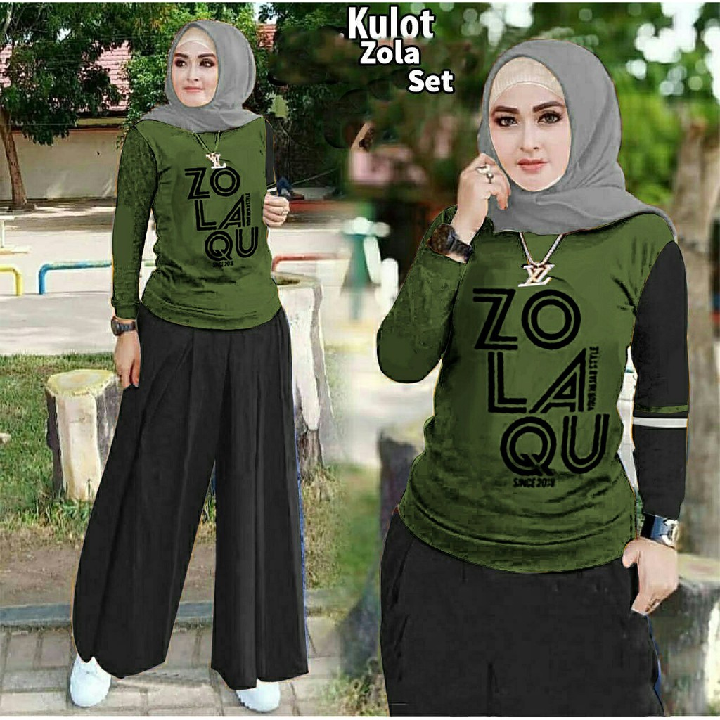 (COD) Set Baju Celana Kulot Zolaqu Varian Warna / Celana Kulot / Zolaqu