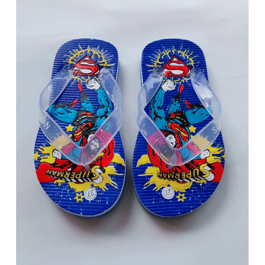 sandal jepit anak laki laki motif boboi, superman, dan ironman