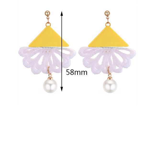 LRC Anting Tusuk Fashion Triangle Shape Decorated Earrings