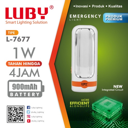 Luby L7677 Senter LED Super Terang / Lampu Emergency 2 in 1 Rechargeable