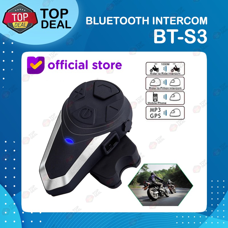 Bluetooth helm intercom BT S3 1000m original Rider Bluetooth BT-S3-BTS3
