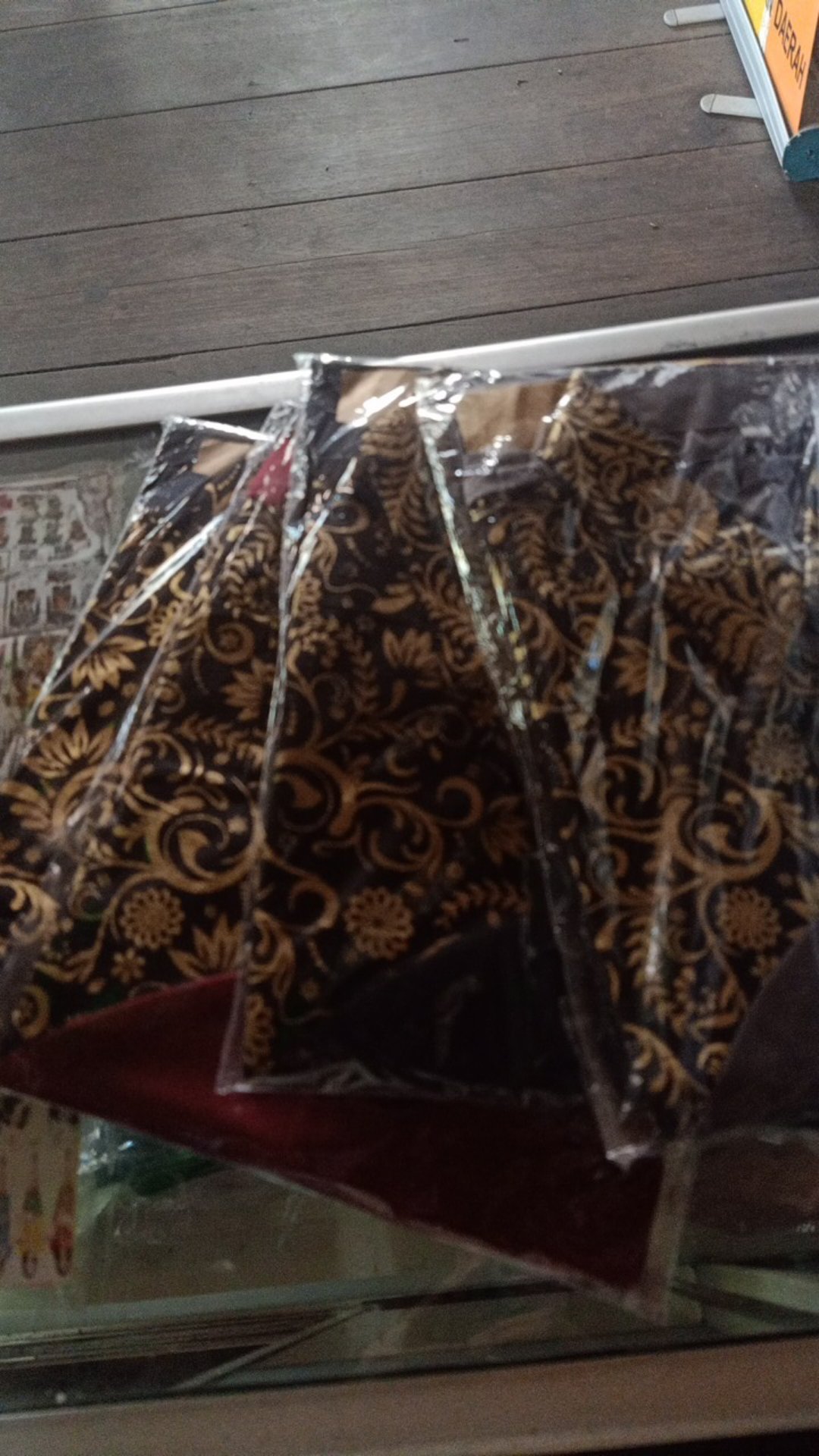 Murah Batik Kemeja Hem Pria Motif Prada Kombinasi Merah Baju Kantor Seragam Alkhalis