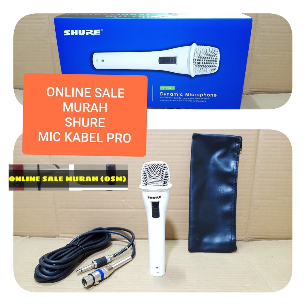 SHURE white legendary Mic putih song musik kabel Microphone cable karaoke vocal artis audio sound mik pengeras suara emas pro profesional vokal mikrophone dynamic legendaris LGH  TERBUAT DARI BESI Langsung nyala tanpa baterai  Microphone Shure PG 78