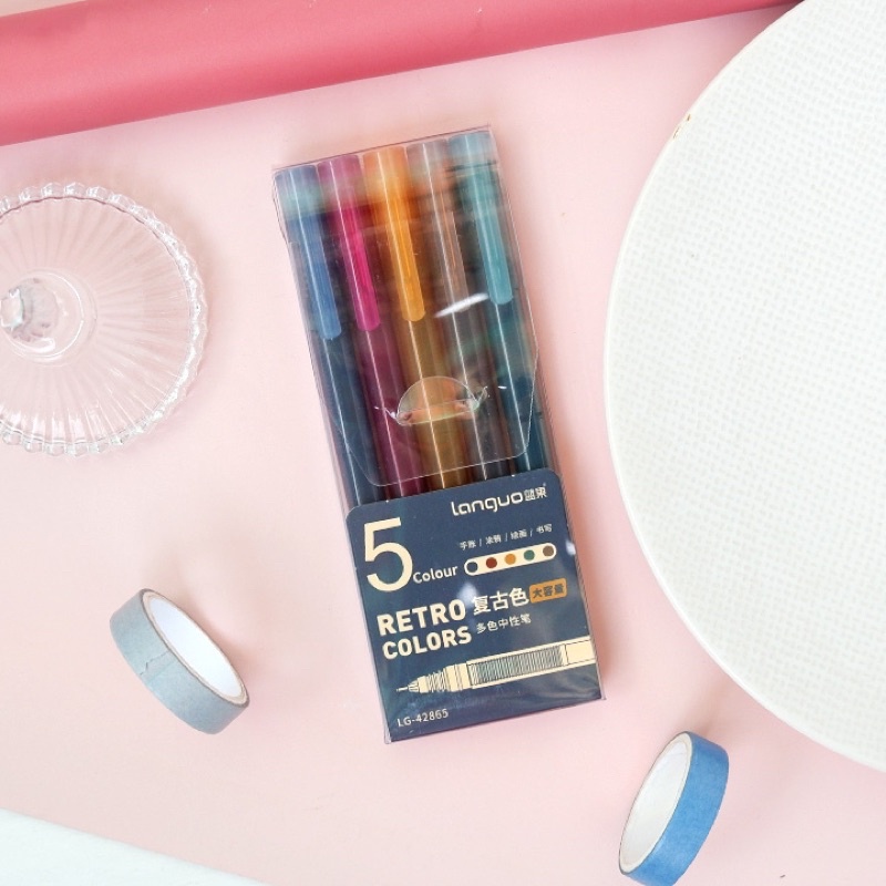 

Retro Colors Collection Gel Pen Set 5pc / Pulpen warn warni / pulpen tinta gel