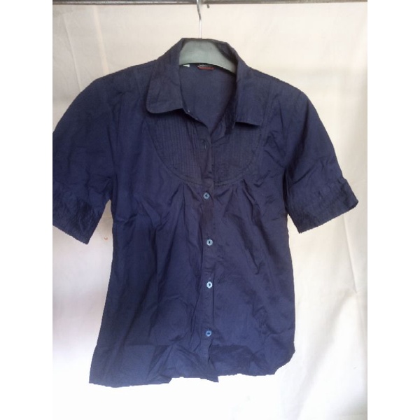 preloved blouse wanita biru Dongker - kemeja wanita