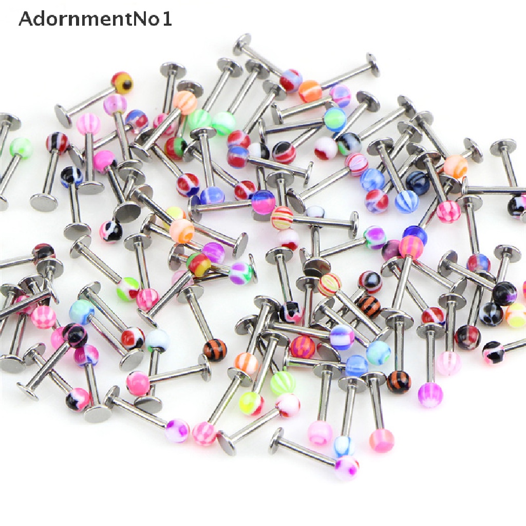 (AdornmentNo1) 10 / 30 / 50PCS Anting Tindik Bibir / Tubuh Bentuk Bola 16G Bahan Stainless Steel