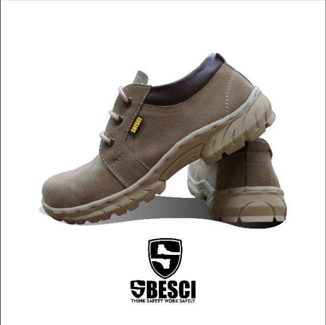 Sepatu Safety Ujung Besi SBESCI Type 023 Cream Low Type