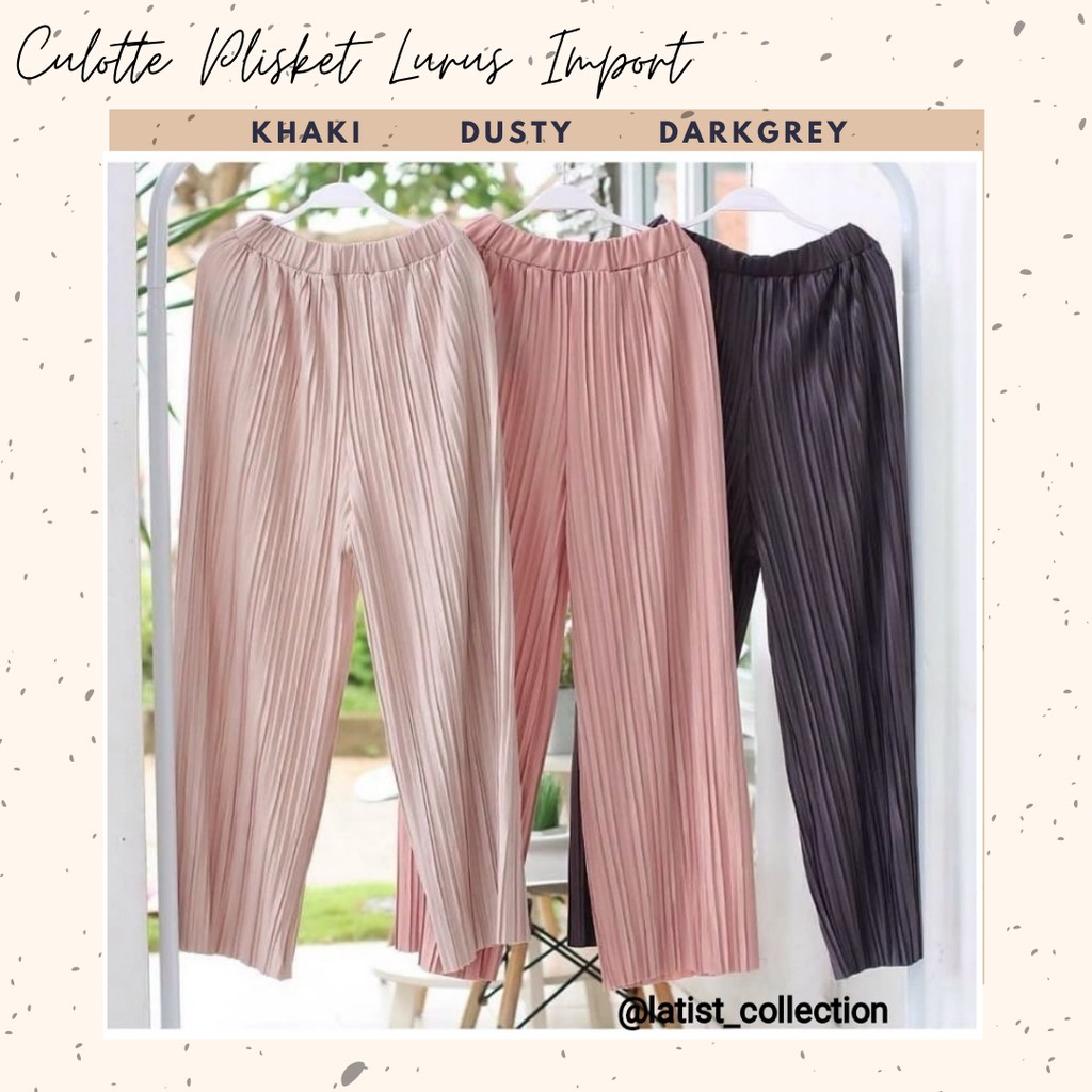 Culottes Plisket Import Lurus/Kulot Plisket Lidi All Size/Kulot Plisket Korea/Celana Plisket