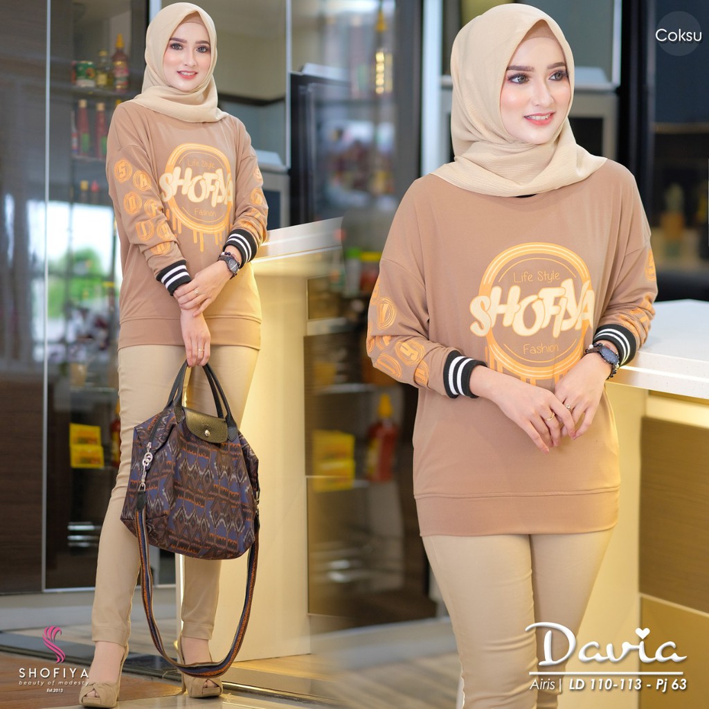 Shofiya Devia Atasan Lengan Panjang Muslim Wanita / Kaos Lengan Panjang