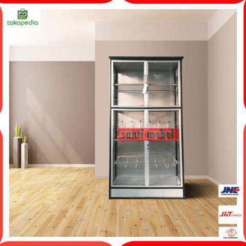 ORIGINAL ! Lemari Dapur Rak Piring Aluminium 2 pintu Hitam BKS Tebal Diskon