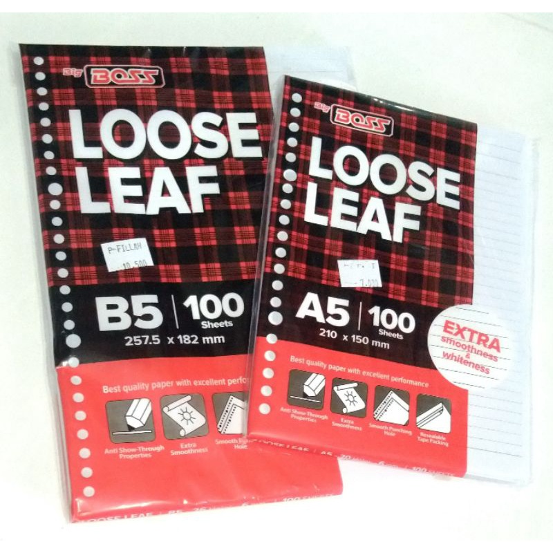 

BIG BOSS - LOOSE LEAF/Kertas Isi Ulang Bergaris A5 & B5 100 Lembar