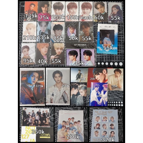 pc photocard photobook japan nct 127; taeyong chenle taeil jaehyun jeno johnny doyoung jaeyong postc