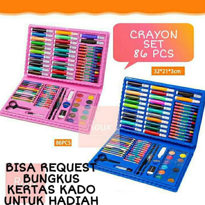 

Big Sale Crayon Set Anak 86 Pcs Pensil Warna Alat Mewarnai Alat Lukis Gift Set - Biru Big Sale