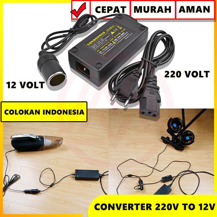 Adaptor Ac To Dc 12 Volt Lighter Socket Converter 220 Volt Ke 12 Volt Shopee Indonesia