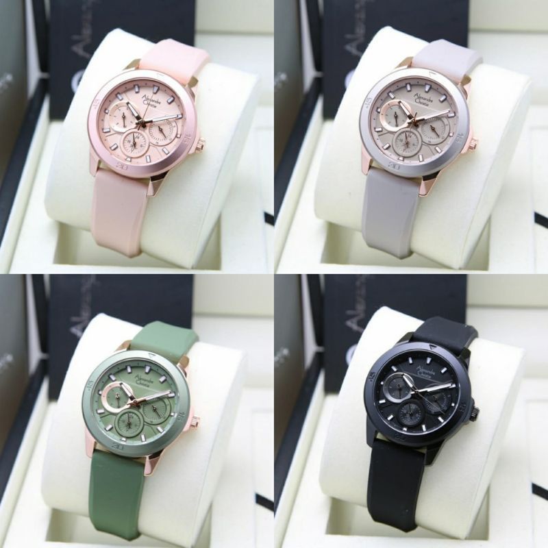 JAM TANGAN WANITA ALEXANDRE CRISTI AC 2967/AC2967 RUBBER ORIGINAL