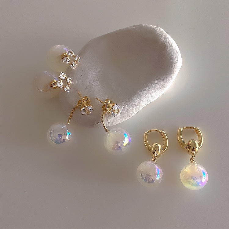 2022 Anting Tusuk Lapis Emas 14K Desain Mermaid Hias Mutiara Zircon Untuk Wanita