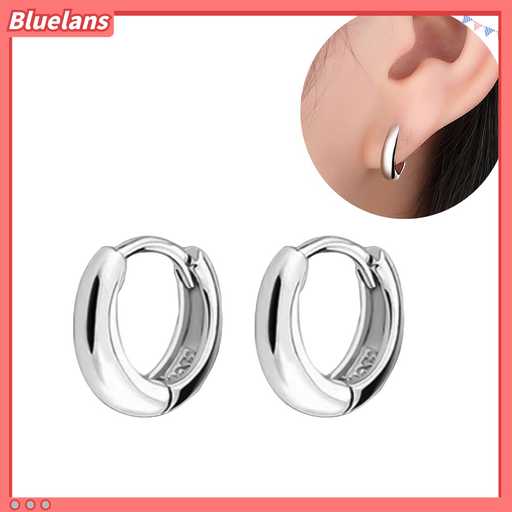 Anting Hoop Huggie Kecil Lapis Silver Untuk Pria Dan Wanita