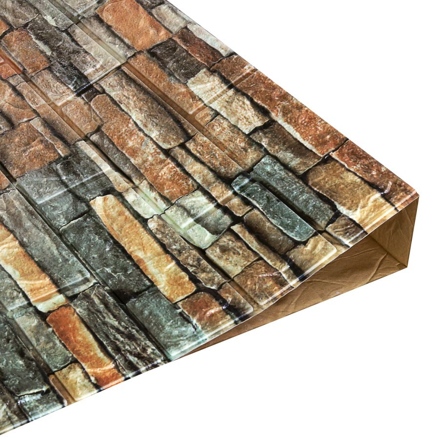 Wallpaper 3D 6MM Dinding Brick Foam 3D Motif Batu Bata Alam Retro 70x77 cm Dekorasi Walpaper Asthetic-3