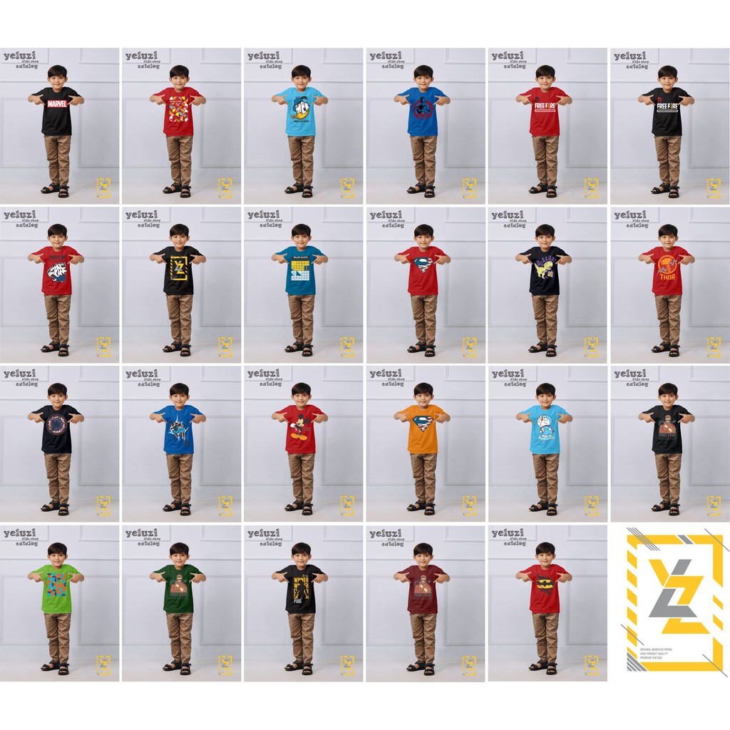 Kaos Baju anak distro oblong biru yeluzi