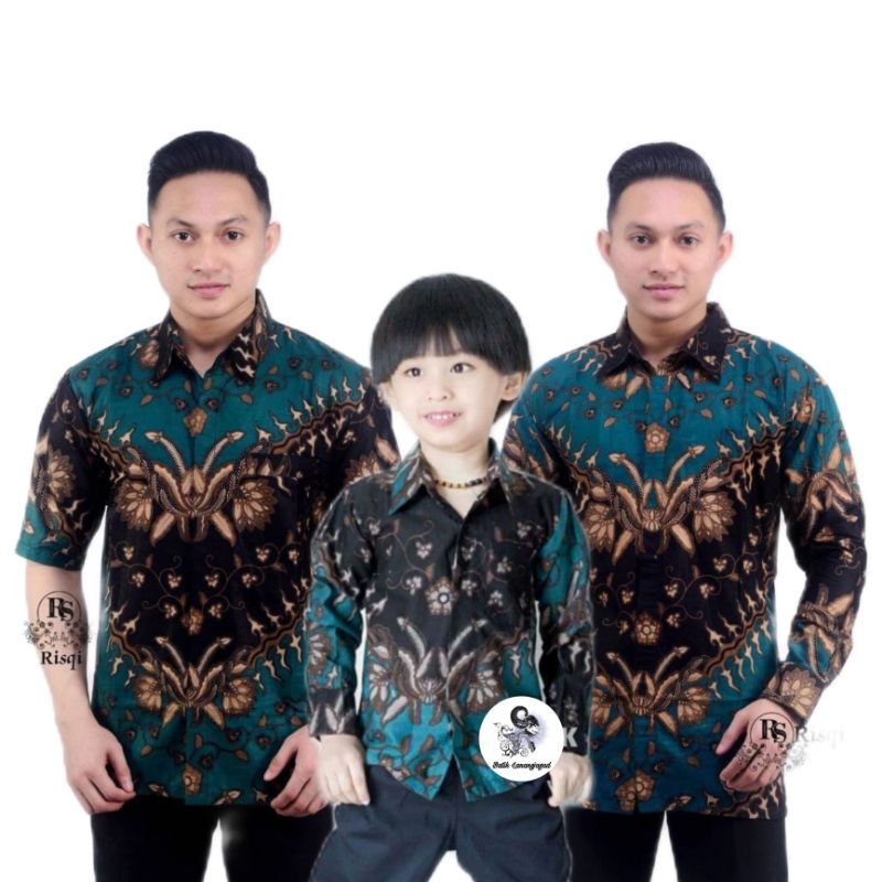 Batik Lanangjagad Couple Baju Kemeja Hem Batik Couple Ayah dan Anak Laki laki Cowok Premium Terbaru Terlaris Lengan Panjang Pendek Motif KerisMrh