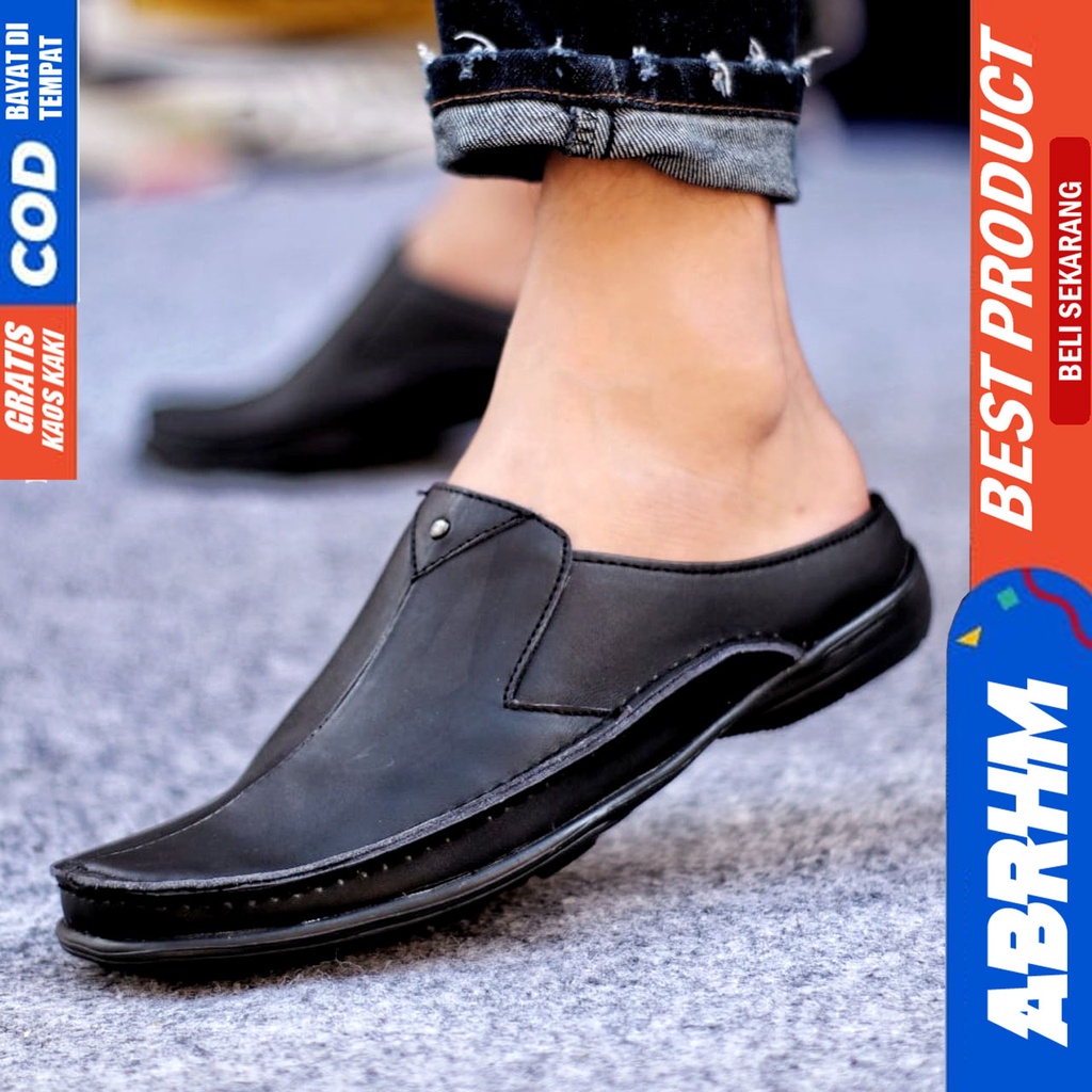 Sepatu Sandal Casual Kulit Asli Bustong Tutong Sendal Slop Original Murah Terbaru Kekinian