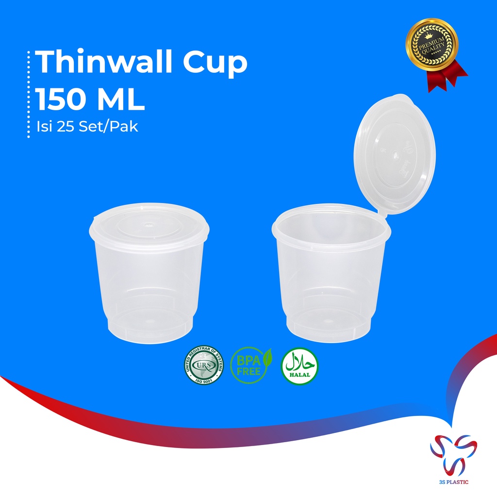 THINWALL CUP 150 ML / TEMPAT SAUS BULAT / CUP SAUS SAMBAL PLASTIK PUDDING DESSERT VICTORY 150 ML