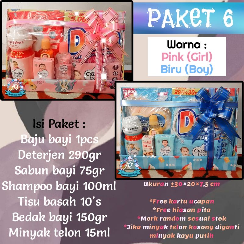 PARCEL BAYI NEWBORN BARU LAHIR KADO BAYI BABY GIFT PAKET BAJU HAMPERS TELON COWOK CEWEK BOY GIRL-Paket 6