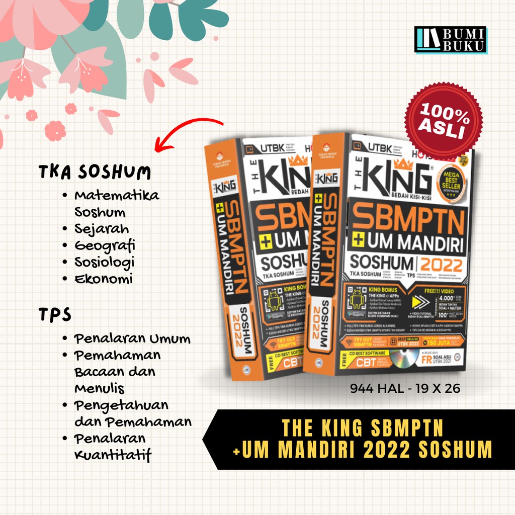 

[100% ORIGINAL] THE KING BEDAH KISI - KISI SBMPTN DAN UM MANDIRI SOSHUM 2022 UTBK TPS HOTS