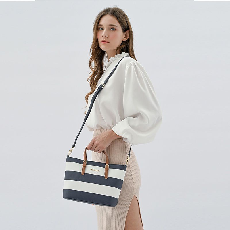 Tas Tote Les Catino Micronesia Tote S Big Stripe Navy White