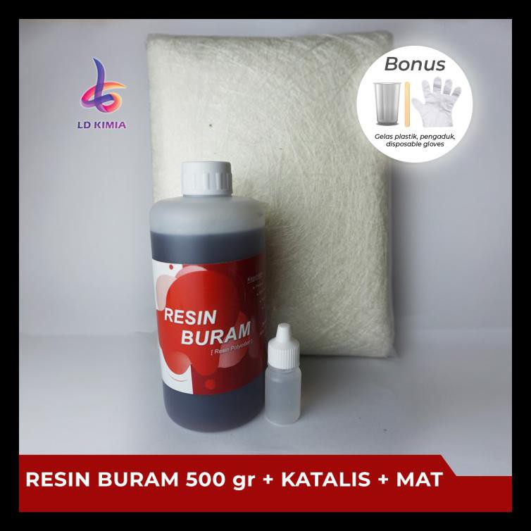 BIG SALE PAKET RESIN BURAM / BUTEK 500 Gr ( KATALIS + SERAT FIBER)