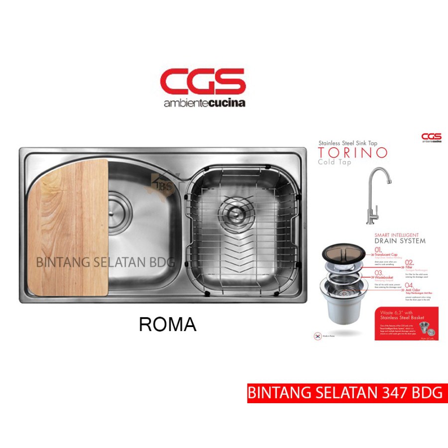 CGS KITCHEN SINK/ BAK CUCI PIRING CGS ROMA STAINLESS STEEL FULLSET