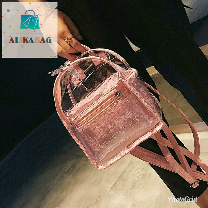 ALIKA BAG - Tas Ransel Wanita Backpack Transparan Mini Jelly Un' Gayave Korean Style