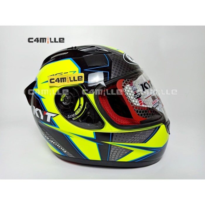 HELM KYT RC 7 MOTIF #16 YELLOW FLUO GUN METAL BLACK FULL FACE RC7