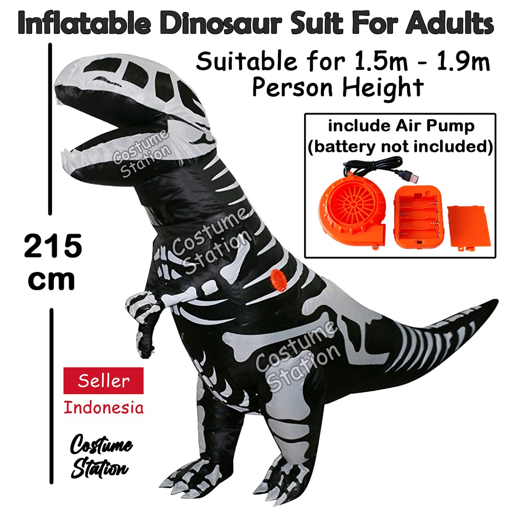 Kostum Dinosaurus Tengkorak / Costume Trex Dinosaur Skeleton Halloween angin dewasa