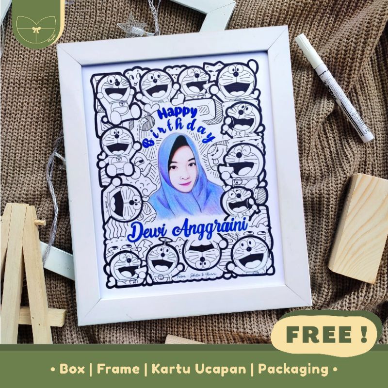 10R Custom Sketsa Wajah & DoodleArt / Custom Kado Ultah Wedding Wisuda Anniversary Nikah Ulang Tahun