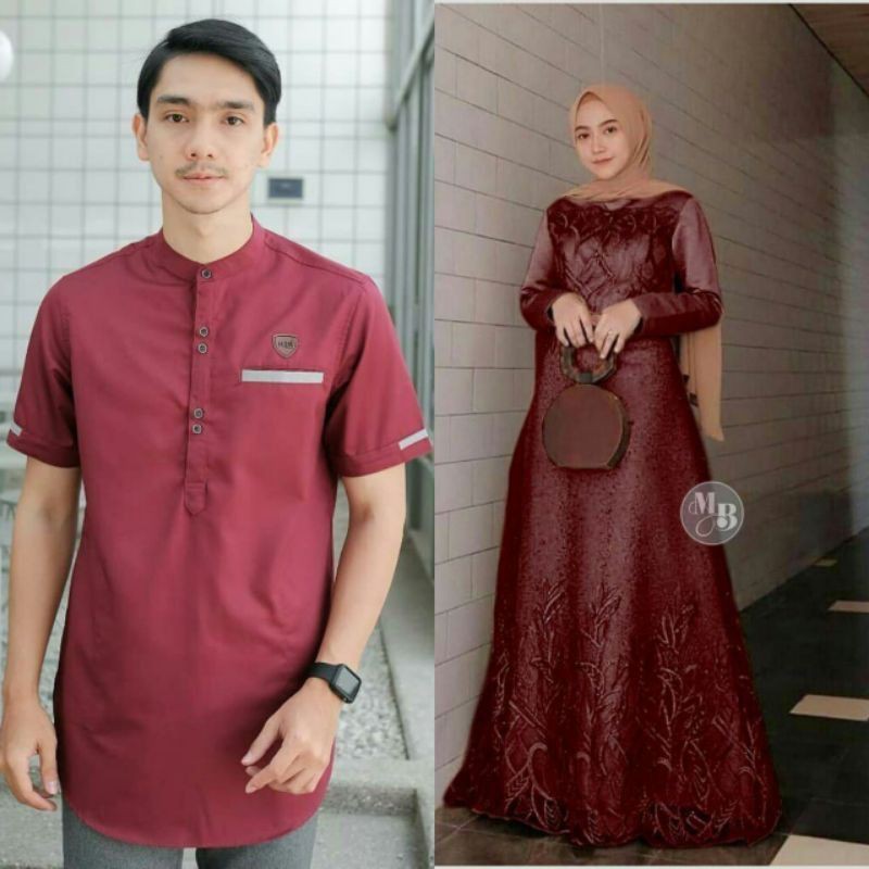 Baju Gamis Sarimbit Couple Pasangan Keluarga Muslim Lebaran Kondangan Terbaru 2021 Seply Eksis 145