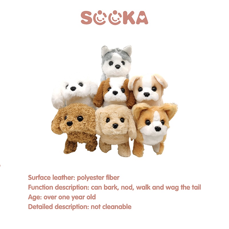 [Pre-Order] SOOKA Boneka Anjing - Mainan Boneka Anjing Elektrik Bahan Plush Mainan Boneka Anjing Bisa Bergerak, berjalan &amp; Berbunyi/ Mainan Anak Lucu SK-GDG1086