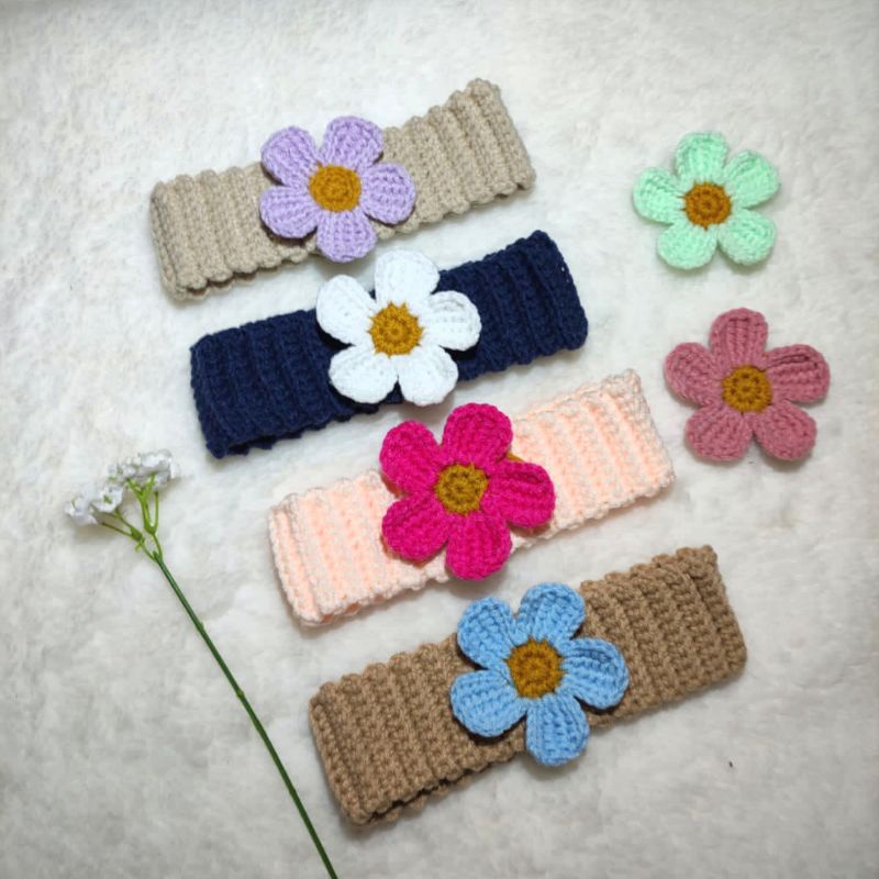 Bandana Rajut anak perempuan|| Bandana Anak bunga Matahari Terbaru || Aksesoris Rambut Anak