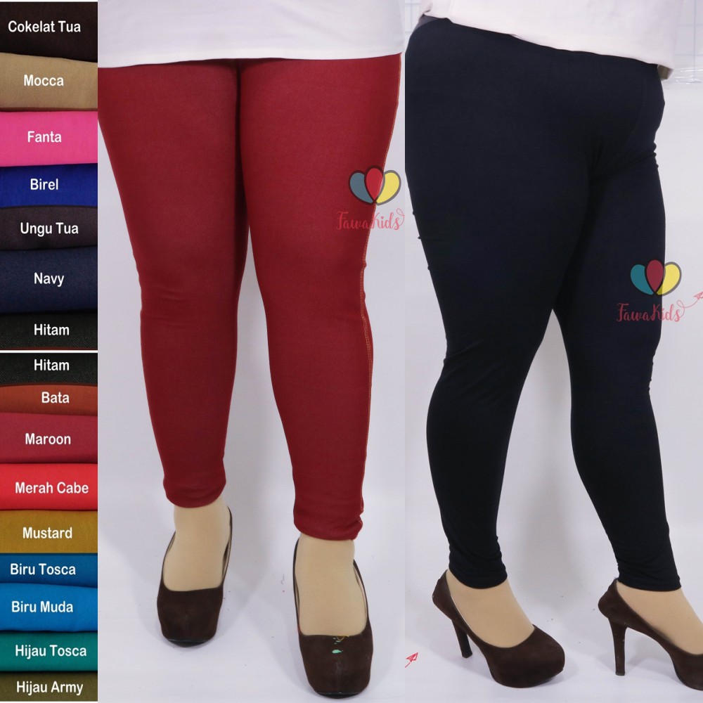 Legging Jeans Kantong SUPER JUMBO fit XXXL / Celana Dewasa Jumbo Jeans Wanita Leging Polos Kerja