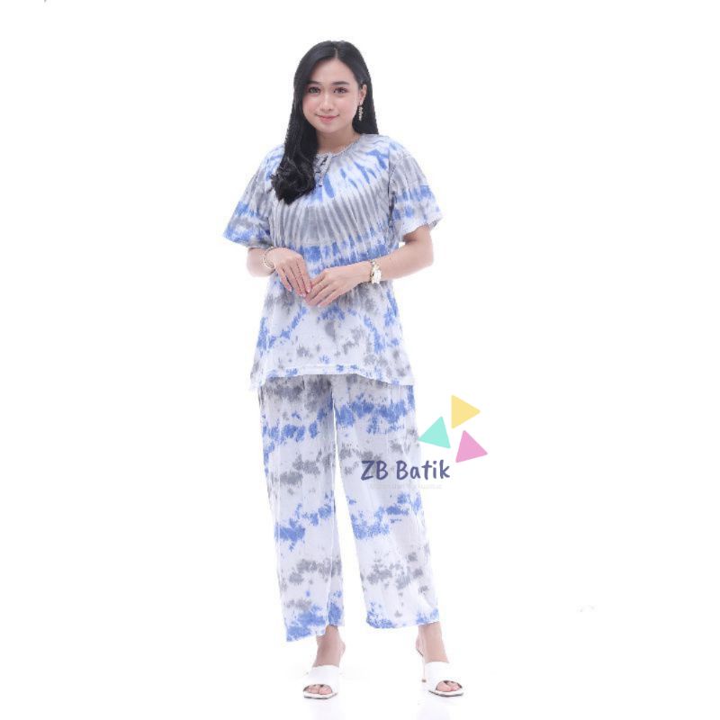 Setelan Kaos Tye Dye Wanita Terbaru Celana Panjang One Set Piyama Tidur