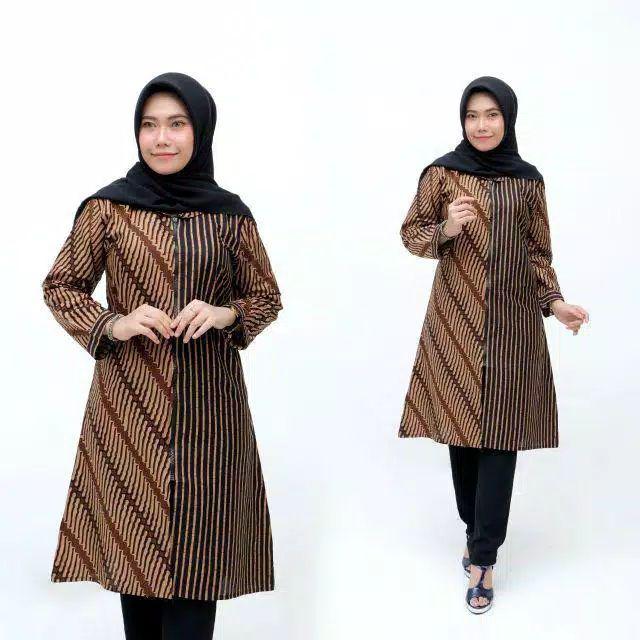 Bavc Batik Tunik Zipper Depan M L Xl Xxl